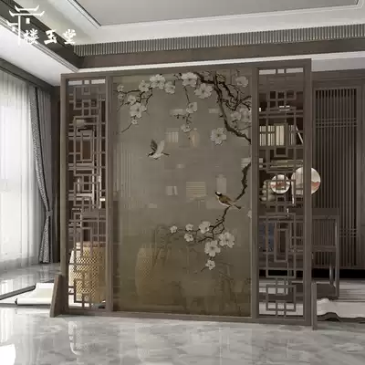 New Chinese style screen partition living room entrance entrance Office Hotel room hollow simple modern solid wood seat screen