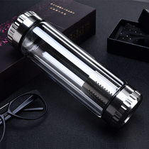 Double transparent glass portable female student water Cup household with lid insulation filter screen mens Tea Cup customization