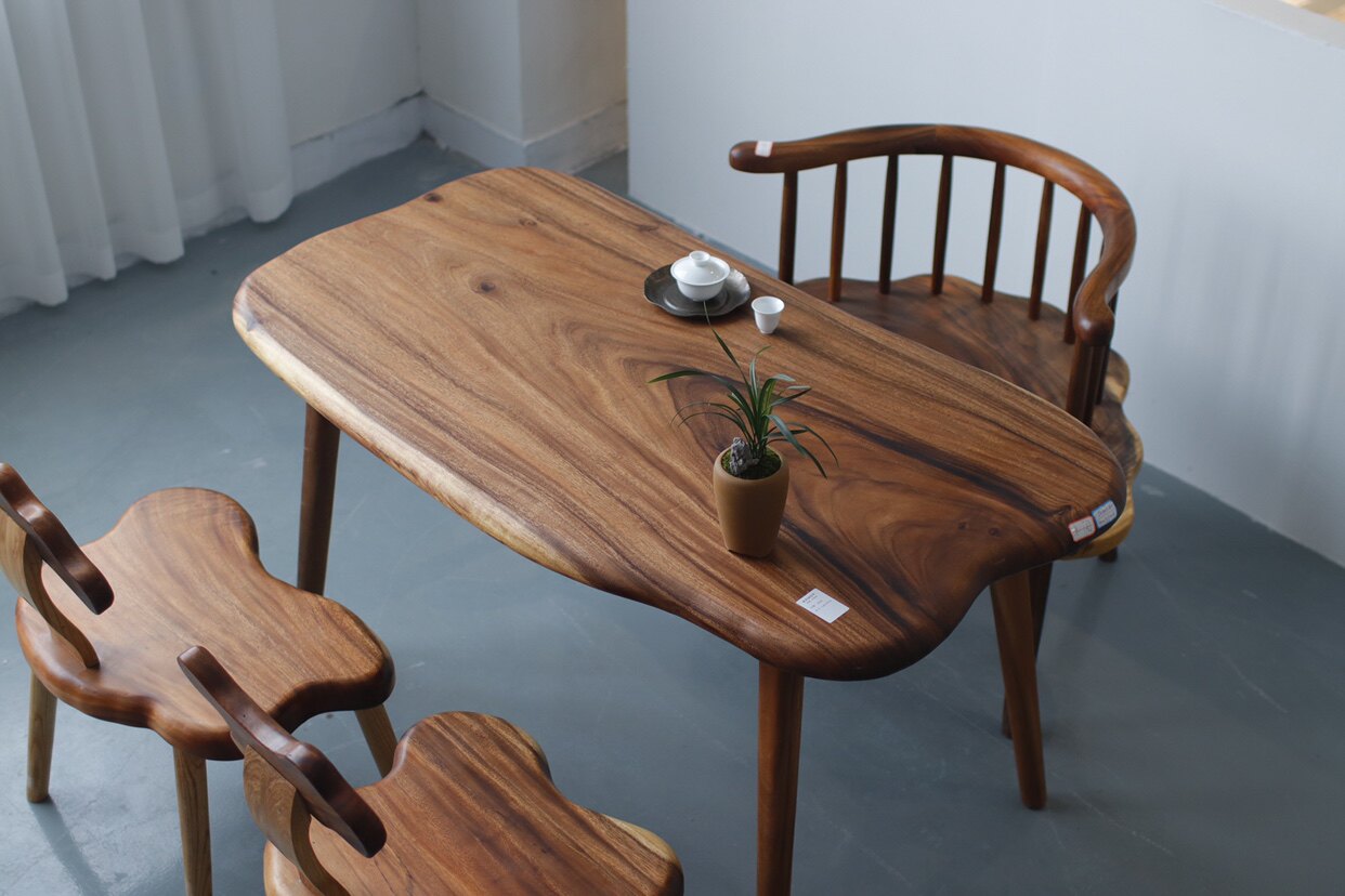 Large board small tea table solid wood log tea table and chair Kung Fu tea table walnut office home living room balcony coffee table