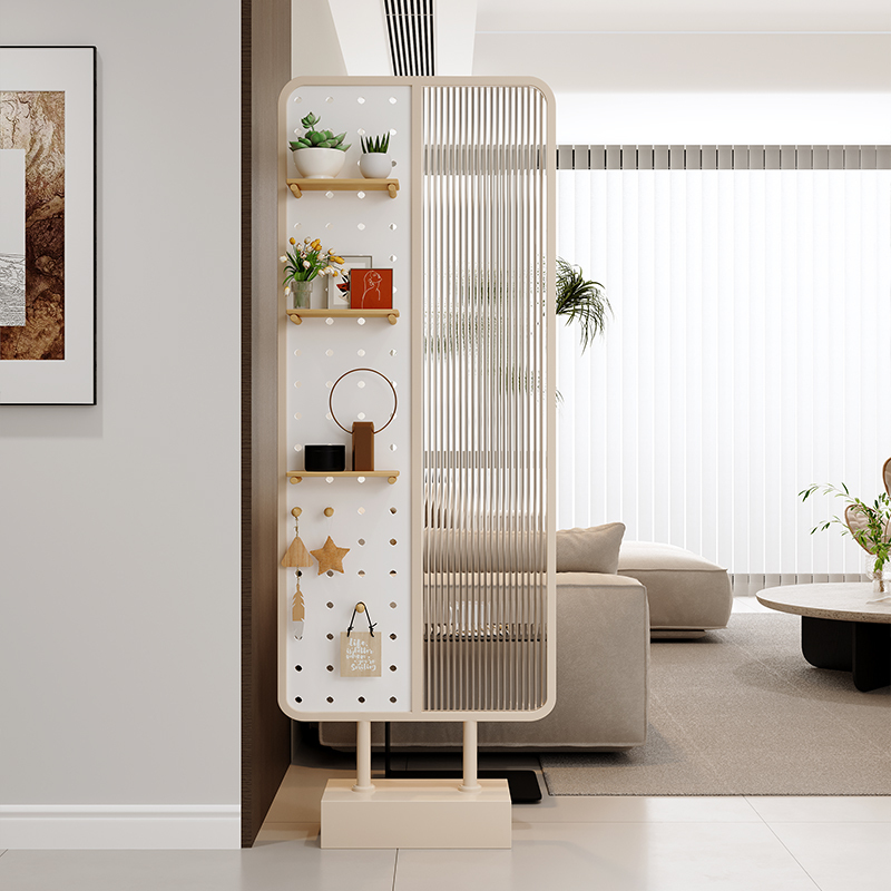 Movable Screen, New Model, No Installation Required, Fixed Partition for Blocking the View from the Entrance to the Door, Perforated Board, Cream-Style Screen