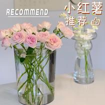 醒花桶大号法式深水养花亚克力透明专业鲜花花店花瓶家用塑料插画