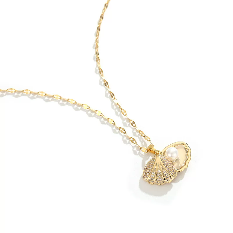 [Однослойная область] Распродажа аутлет Shell Pearl Necklace Outlets Женские украшения | Металлические детали конструкции