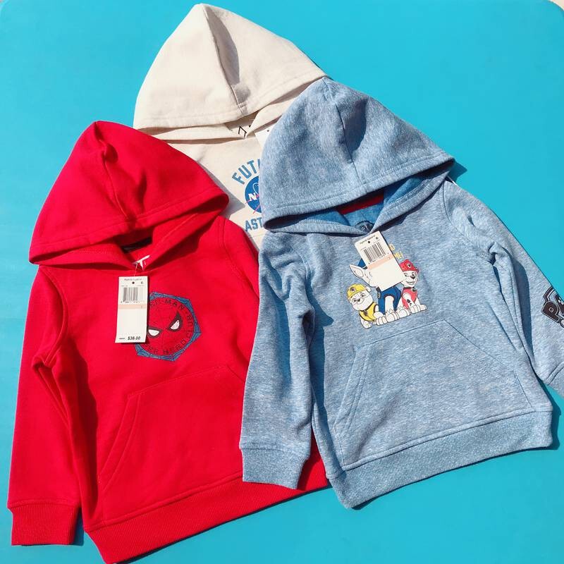 Foreign Trade Children's Clothing Autumn and Winter Tops Boys' Pullover Casual Sweatshirt Fleece-Lined Warm Hoodie Cartoon 2-7t