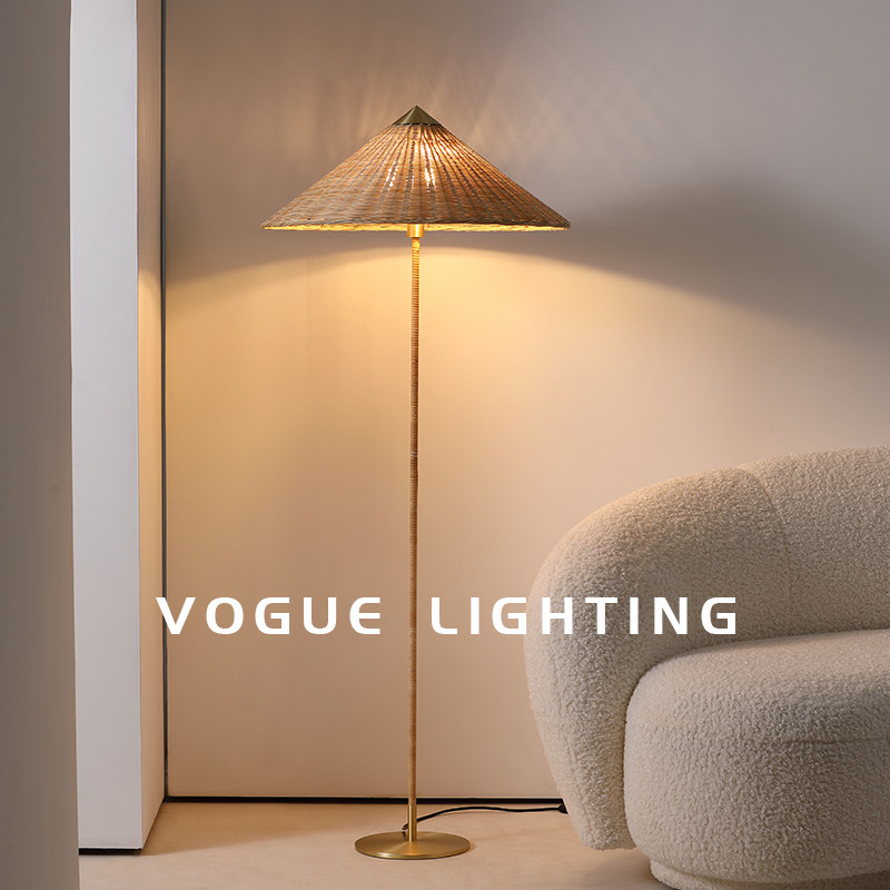 (Sheng Silk) Silent Wind Floor Lamp Living Room bedroom New Chinese meditation Hand Woven Vines woven and made of bamboo