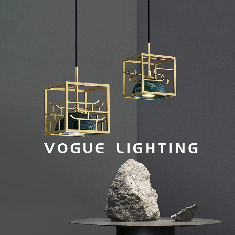 (Cangshi) New Chinese chandelier all copper marble living room bedroom bedside small chandelier designer lamps