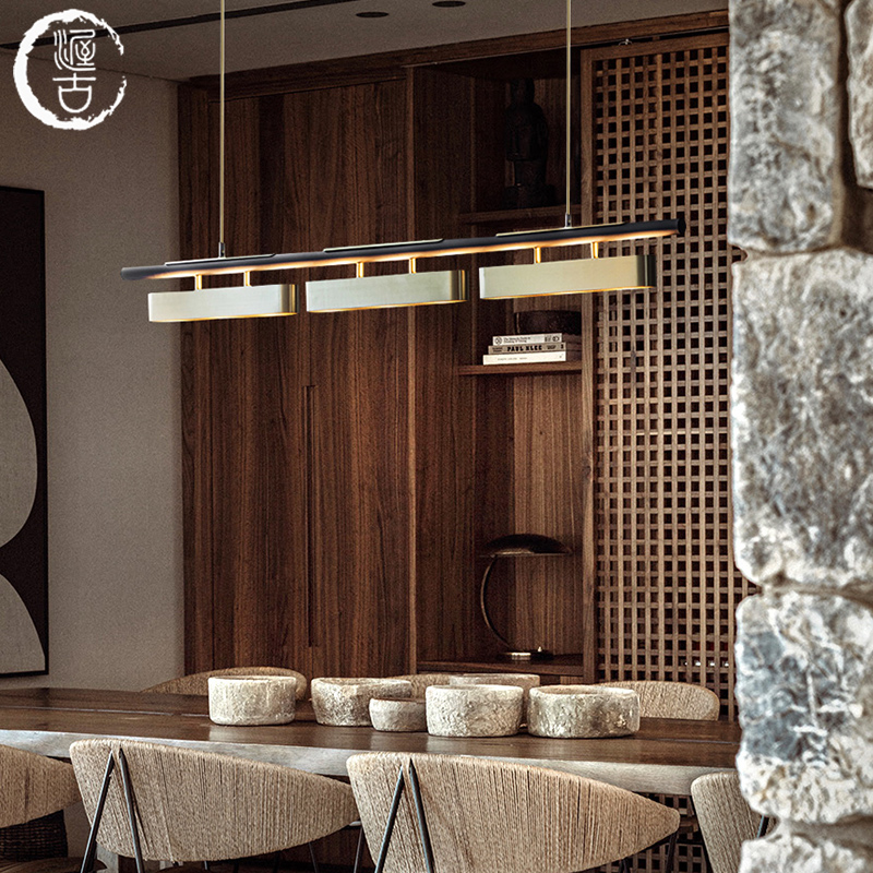 (Shuying) new Chinese all-copper chandelier living room dining room dining room dining room bar counter retro simple Chinese style lamps