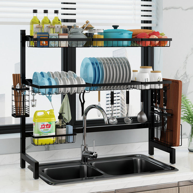 Kitchen Stainless Steel Sink Shelf rack Dish Rack Knife Rest Drain rack Home Kitchen Containing Rack Bowls Chopsticks water filtration rack