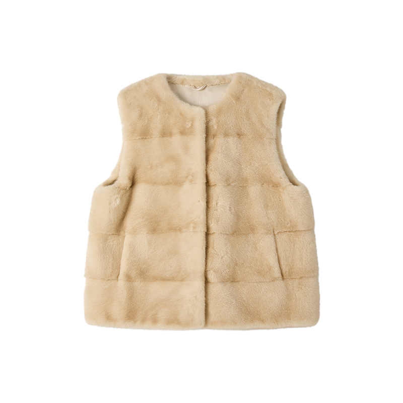 Chensmchen【Sunrise Morning Mist】Finland Imported Beige Mink Fur Vest with Horizontal Arrangement Cdmp6578Nl Chensmchen【Sunrise Morning Mist】Finland Imported Beige Mink Fur Vest with Horizontal Arrangement Cdmp6578Nl