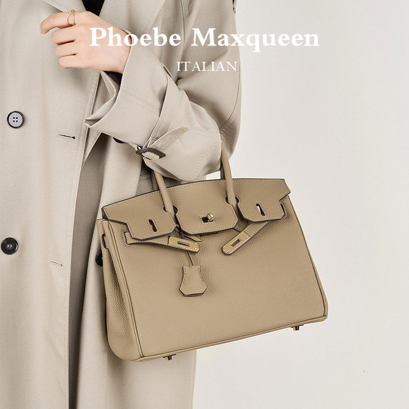 Italian Maxqueen European and American Retro Kelly Bag Women's Fashionable High-End Genuine Leather Large-Capacity Crossbody Bag Handbag