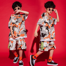 Childrens camouflage suit Boys street dance hip hop boys hiphop loose summer girls tide show suit