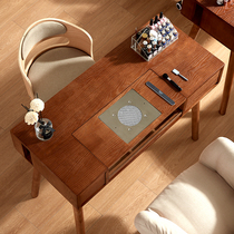 Japanese retro style solid wood multi-drawer storage with vacuum cleaner manicure table single and double Russian style manicure table and chair set