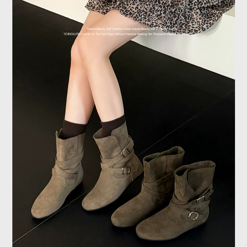 Women's Height-Increasing Platform Boots 2026 New Autumn Western Boots Korean Style Belt Buckle Retro Two-Way Short Boots Martin Boots Women's Height-Increasing Platform Boots 2026 New Autumn Western Boots Korean Style Belt Buckle Retro Two-Way Short Boots Martin Boots