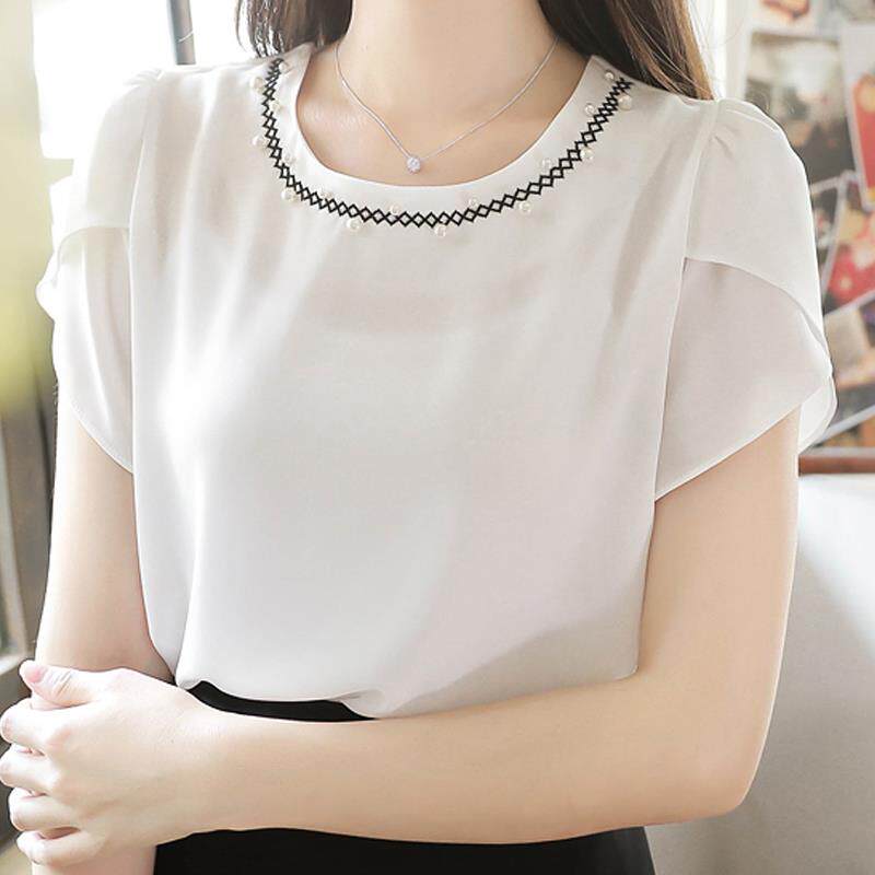 South Korea white snow shirts style loose thin, thin-sleeved, short-sleeved, short-sleeved tops and summer new style