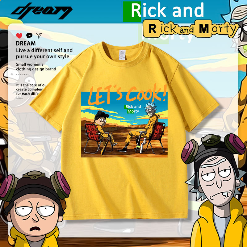 Rick and Morty Breaking Bad Collaboration Short-Sleeve Boys' Pure Cotton T-Shirt Rick and Morty Versatile Top Rick and Morty Breaking Bad Collaboration Short-Sleeve Boys' Pure Cotton T-Shirt Rick and Morty Versatile Top
