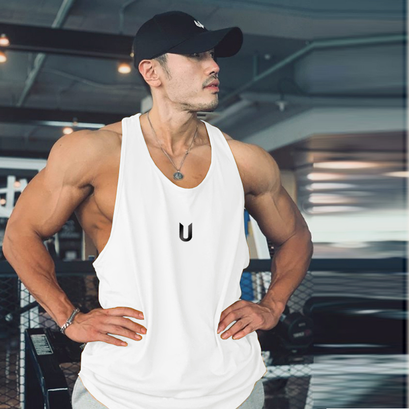 Muscle Tank Top Fitness Clothing Running Gym Shirt Sportswear Loose Training Clothes Men's Elastic Breathable