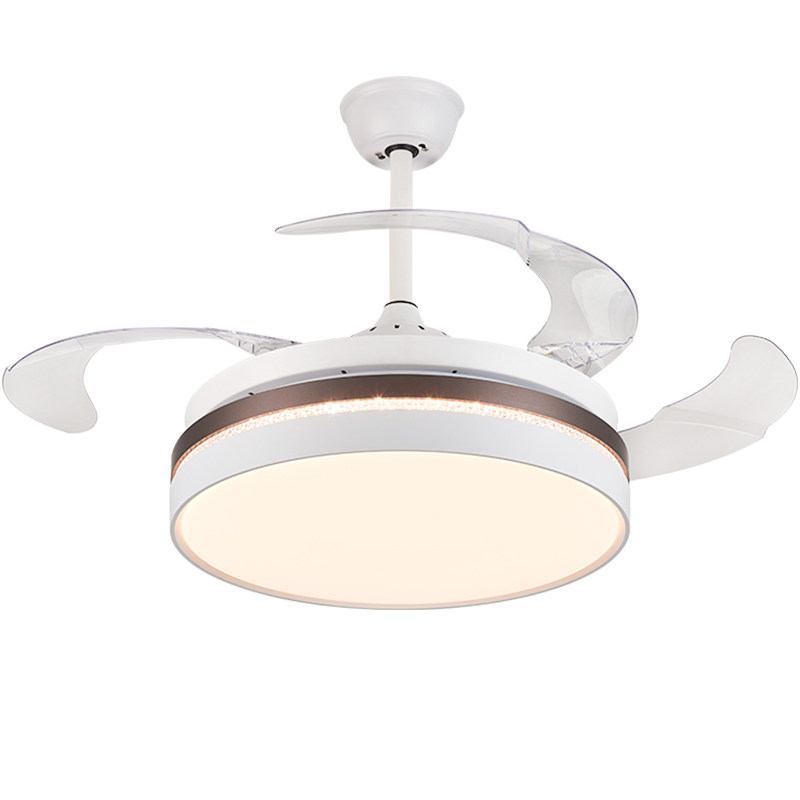 LED stealth fan lamp household mute guest restaurant modern minimal ceiling lamp large wind power bedroom frequency conversion fan