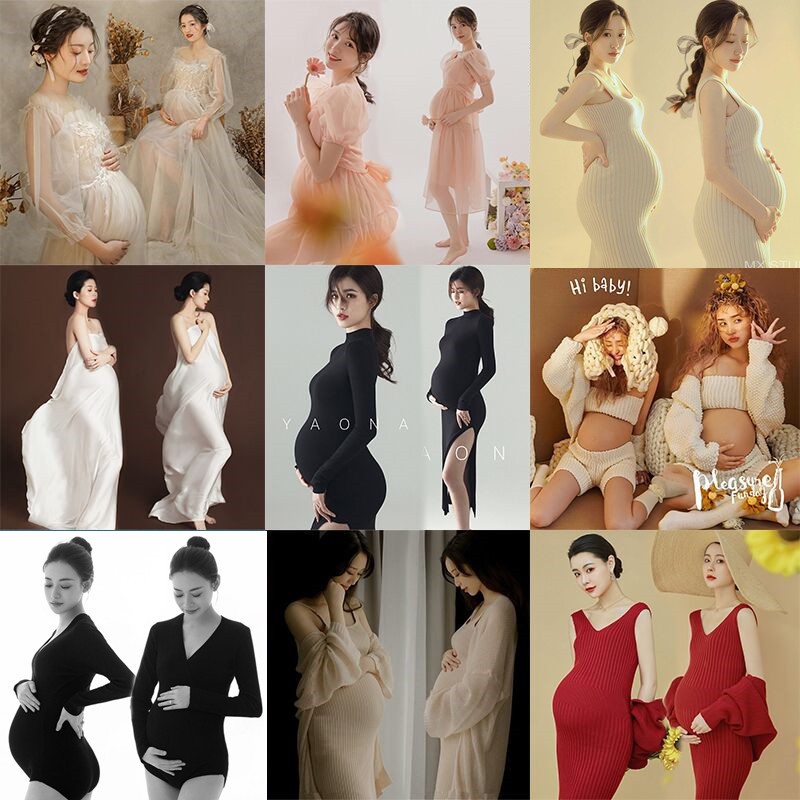 Pregnant women take pictures of clothing New style photo studio maternity wear beautiful pregnant mommy photo shoot art photography maternity photo clothing