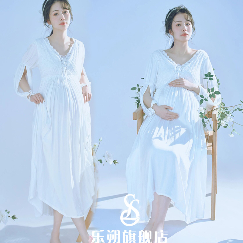 The exhibition's new pregnant woman photo clothing law style retro princess meritocratic dress and dress big belly photography art photo-themed-Taobao