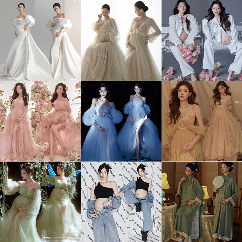 Pregnant Woman Photos Clothing New High Certain Pregnancy Mother Big Belly Write Real Photo Gown Meritocracy Photography Clothes-Taobao