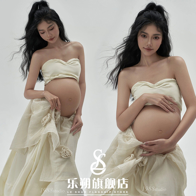Shadow Building New Pregnant Woman Photo Photography Clothing Personality Fairy Qi Ambience Flowers Long Skirt Gestation Mommy Photography Clothing-Taobao