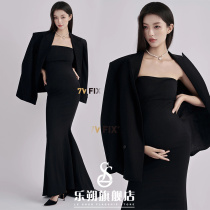New style pregnant women photo clothing studio black suit sexy high-end royal sister style pregnant mommy photo photography clothing