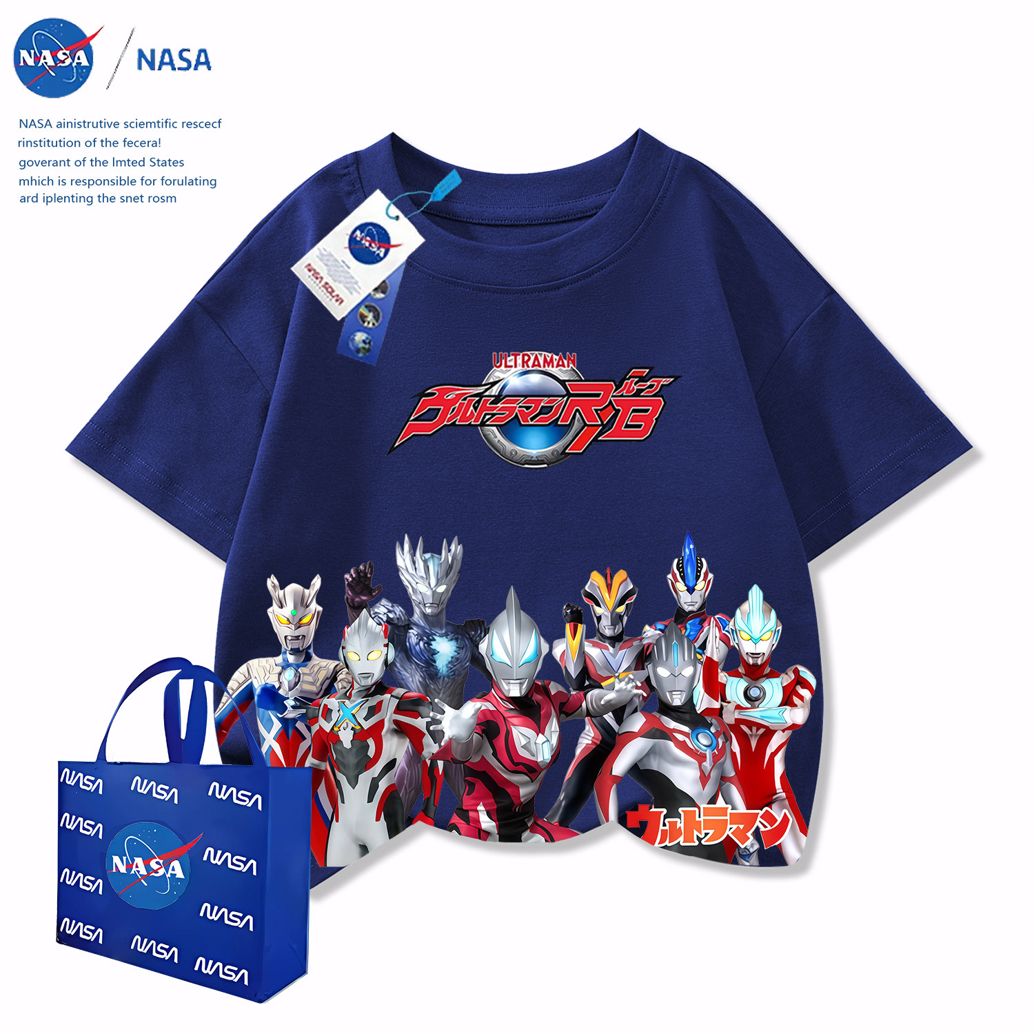 Детская футболка NASA G& D Ultraman для детей среднего и крупного возраста с круглым вырезом и короткими рукавами, верхняя одежда из красивого детского хлопкового топа с героями мультфильмов
