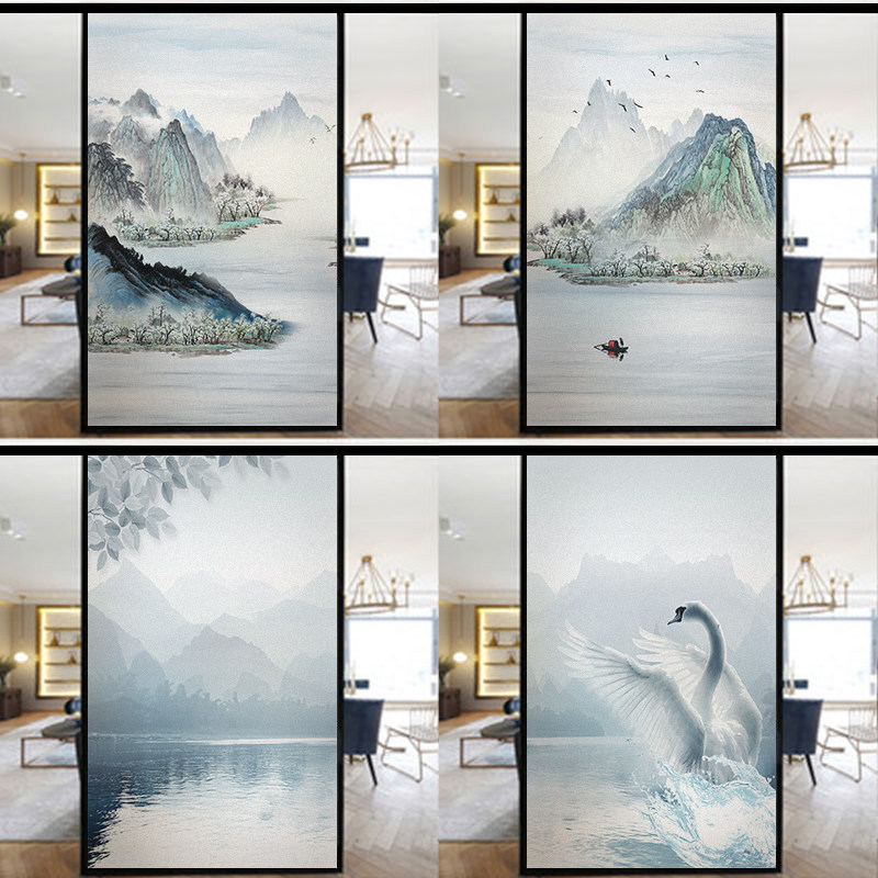 Self-adhesive glass fixture office window toilet bathroom anti-walking photoelectrostatic sticker transparent opaque