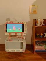 Cute wind phone bracket desktop drawing box creative multi-function fun tissue box living room office