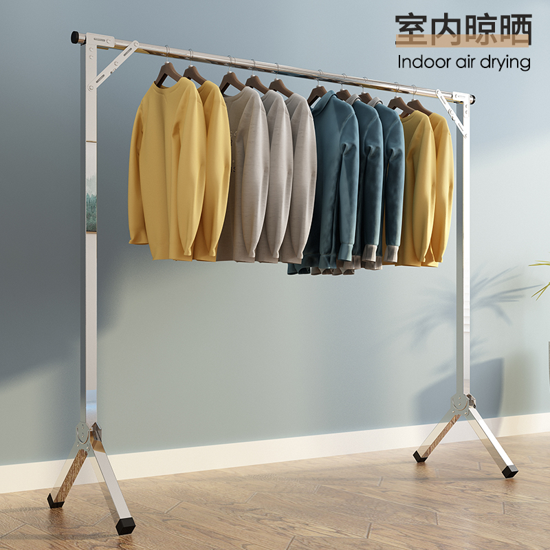 Clothes rack floor-to-ceiling folding indoor home balcony bedroom cool telescopic single-rod outdoor hanging cool drying quilt artifact