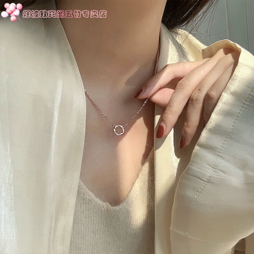 Кольцо, цепочка до ключиц, ретро подвеска, универсальное ожерелье, легкий роскошный стиль, простой и элегантный дизайн