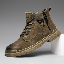 Frock boots Mens Inron Wind 100 lap trendy mens boots Winter genuine leather Stuffed Desert Boots to help retro Martin boots