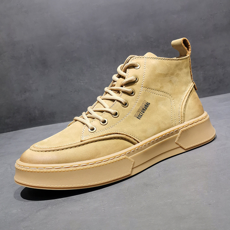 High cylinder shoes men's spring new 2022 shoes men's wave shoes 100 lap tooling plate shoes Korean version Trend Martin boots man