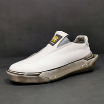 Net Edition Mens Shoes 2022 New Tide Summer Old Daddy Shoes Thick Bottom Pure Leather Little White Shoes Genuine Leather Casual Shoes Man Wave Shoes