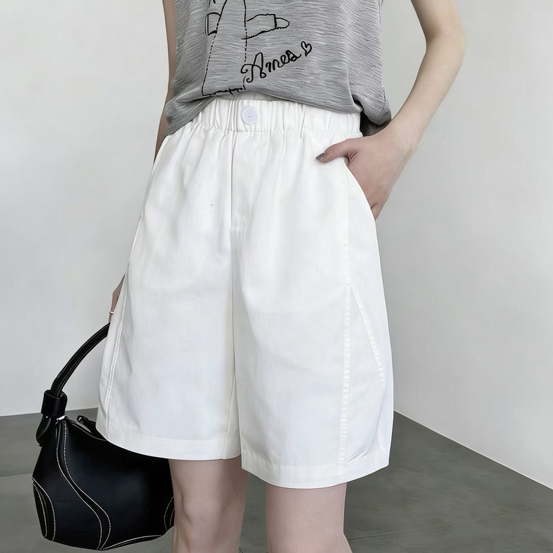 Summer Thin Washed Cotton Six-Point Pants for Women, Loose Fit, Slimming, Plus Size, Versatile, Pure Cotton, Casual Wide-Leg Shorts, Mid-Length Pants