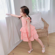 Girls Korean version skirt plaid small fresh dress 2020 summer new style little girl western style fashion childrens clothing trend