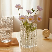 Glass Vase Living-room Pendulum Pieces Adornment Subtransparent Glacier Mesh Red Flower Bottle Flower Flower water nourishing hydropony