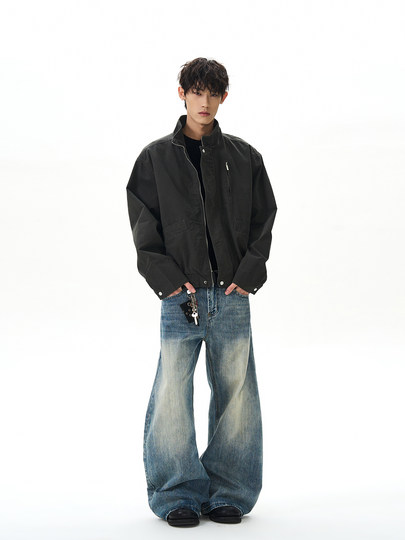 A PUEE美式复古bomber立领飞行员夹克男女boxy短款巴恩风工装外套