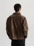 Puee американская ретро уличная квадратная куртка Harrington с потертостями из искусственной кожи, модная чистая короткая куртка