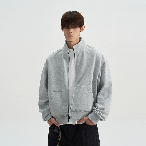 A PUEE Американская высокая улица Cleanfit Silhouette Solid Salad Cardigan Stand Whothirt Mustery Complety Short Wide Hoodie