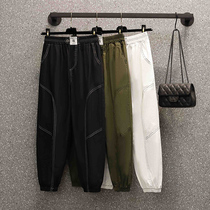 Ultra-fire sticker brimming with black bunches footprints with small subtaller waist casual 100 hitch 90% Harun pants