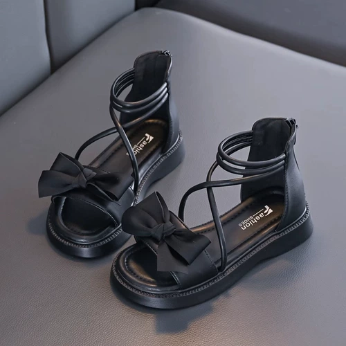 Летние сандалии, наряд маленькой принцессы, пляжная пляжная обувь, в западном стиле, подходит для подростков, мягкая подошва