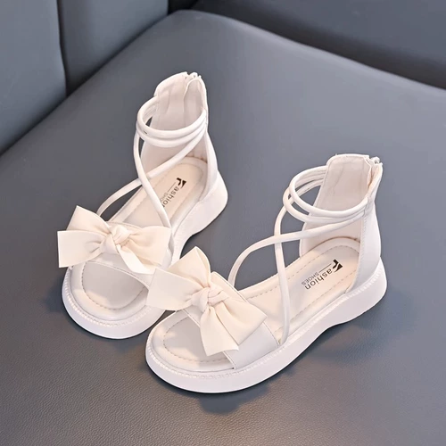 Летние сандалии, наряд маленькой принцессы, пляжная пляжная обувь, в западном стиле, подходит для подростков, мягкая подошва