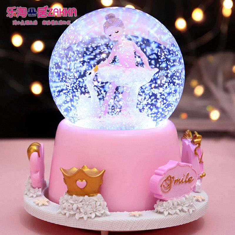 Snow Crystal Ball Rotating Color Lightbox Eightfolder Snowflake Dance Princess Girl Girl Gift