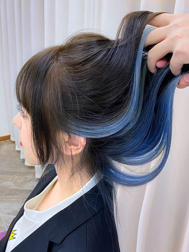 Ear-hanging dye one-piece hair piece incognito lisa with the same 2020 popular color color pick-up hair long hair wig piece