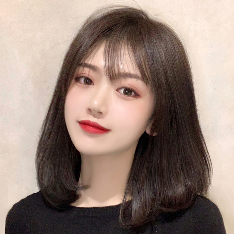 Wig long female hair full hair 2021 full head fashion new hairstyle real hair collarbone short hair wig set