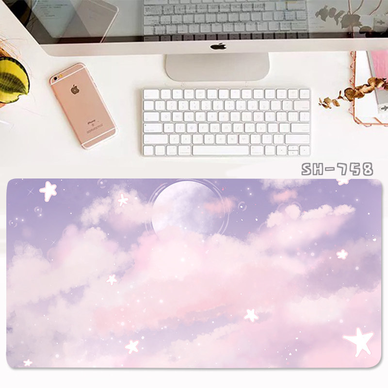 Mouse pad oversized and thickened simple small fresh ins style cute girls study office computer good-looking desk pad thickened lock edge smooth game gaming keyboard pad custom-made purple