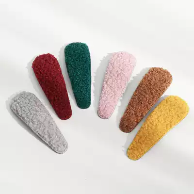 Korean version of wool hair accessories small curly hair adult hairclip bb Lamb hair Teddy hair card Net red ins bangs clip