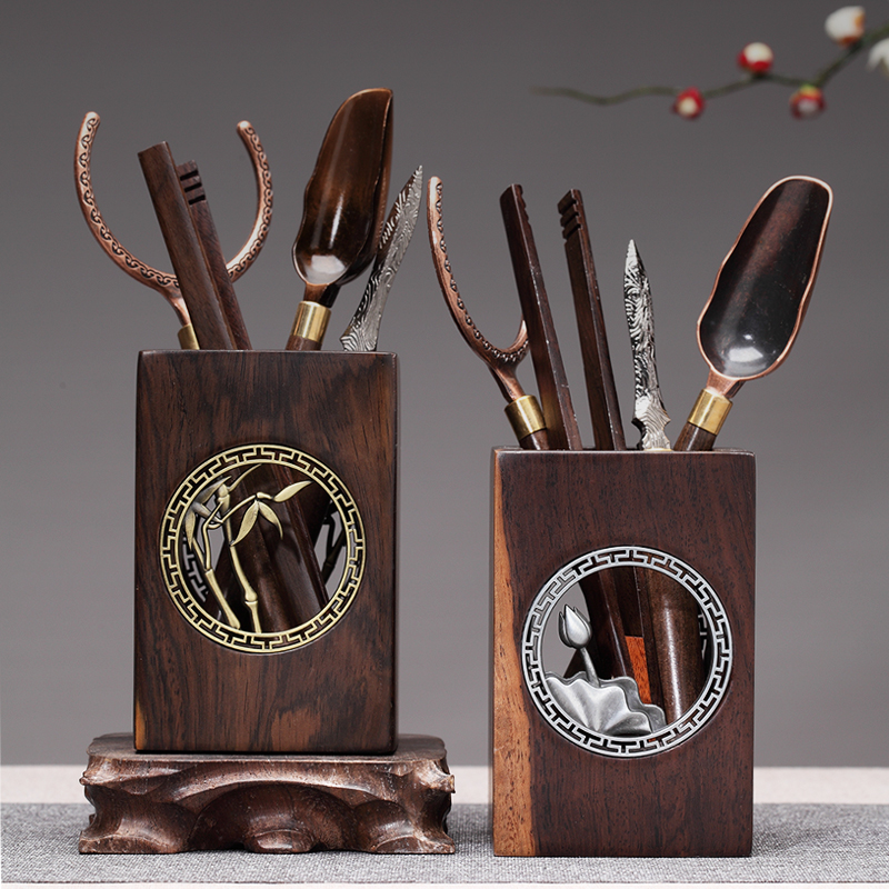 Ruihexiang Black Sandalwood Tea Ceremony Gentleman Set Kung Fu Tea Set Accessories Tea Needle Tea Clip Tea Spoon Ornament Tea Knife Cup Fork