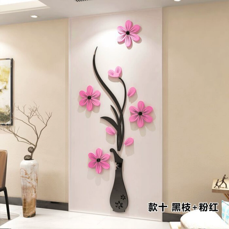 Bình 3d dán tường ba chiều acrylic TV hình nền giấy dán tường tự dán phòng khách trang trí phòng ngủ - Vase / Bồn hoa & Kệ