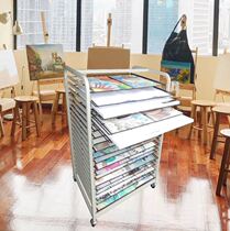 Dry Painting Rack Kindergarten Shelf Painting Room Shelve Shelf Multilayer Color Paper Fine Arts Shelf Cardboard Containing Shelf Classification 4k open cardboard